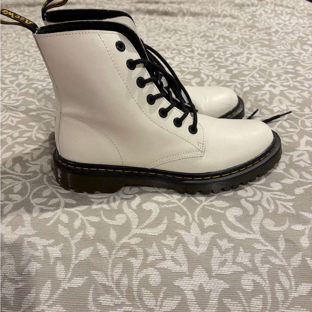 Dr Martens Luana White Leather Lace-Up Boots